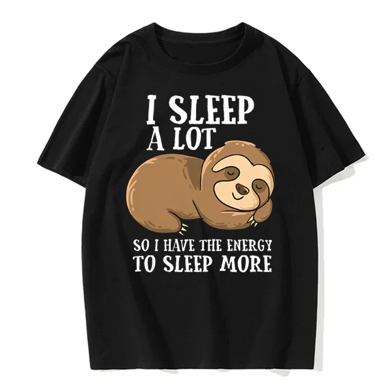 Funny Physics Joke Sloth Print Cotton Round Neck Versatile Everyday T-Shirt Men\'s Summer Streetwear Men\'s Unisex European Size