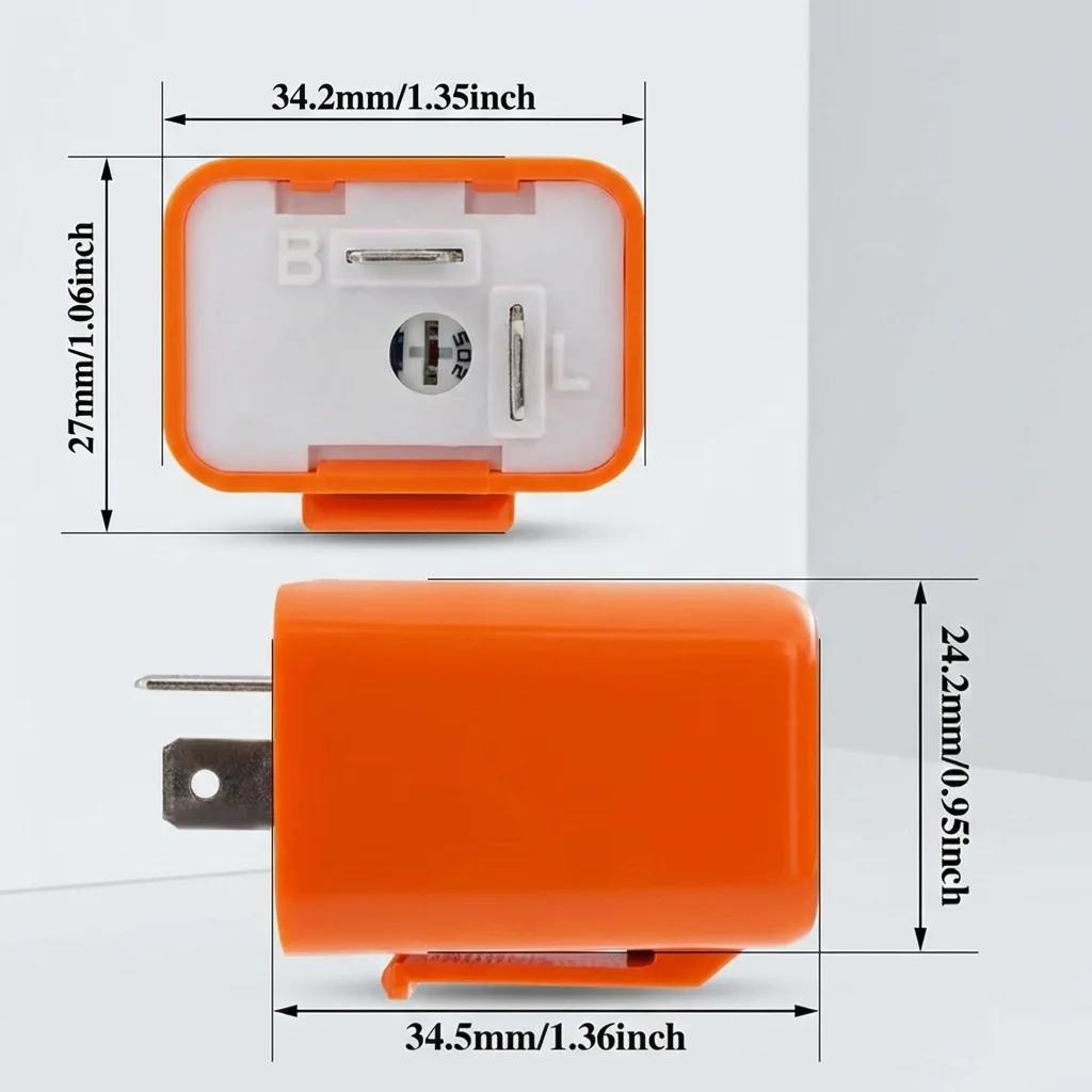 Adjustable LED Flasher Relay - 2-Pin 12V Universal Motorcycle Turn Signal Flasher Relay for LED & Bulb Compatibility