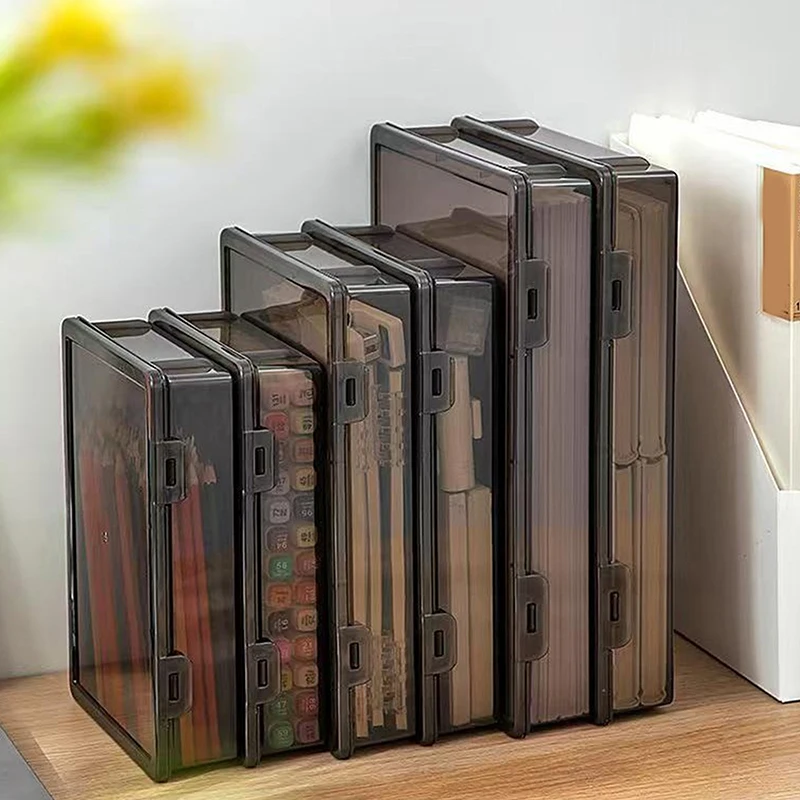 1Pc All-In-One Household Document Organizer Dust Proof A4 File Storage Box