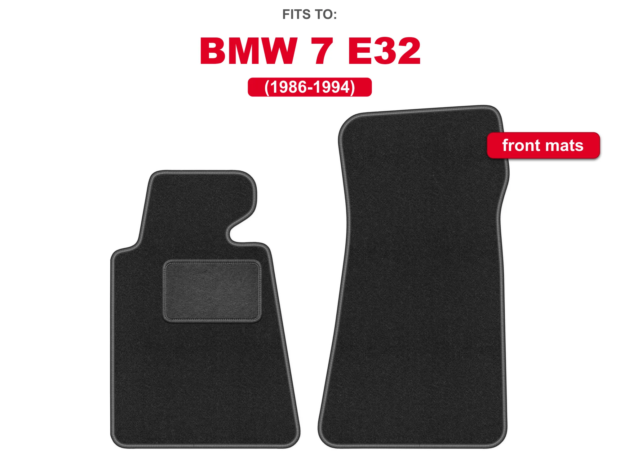 Vloermatten voorzijde van velours voor: BMW 7 E32 1986-1994, lange grafietset, auto vloermatten