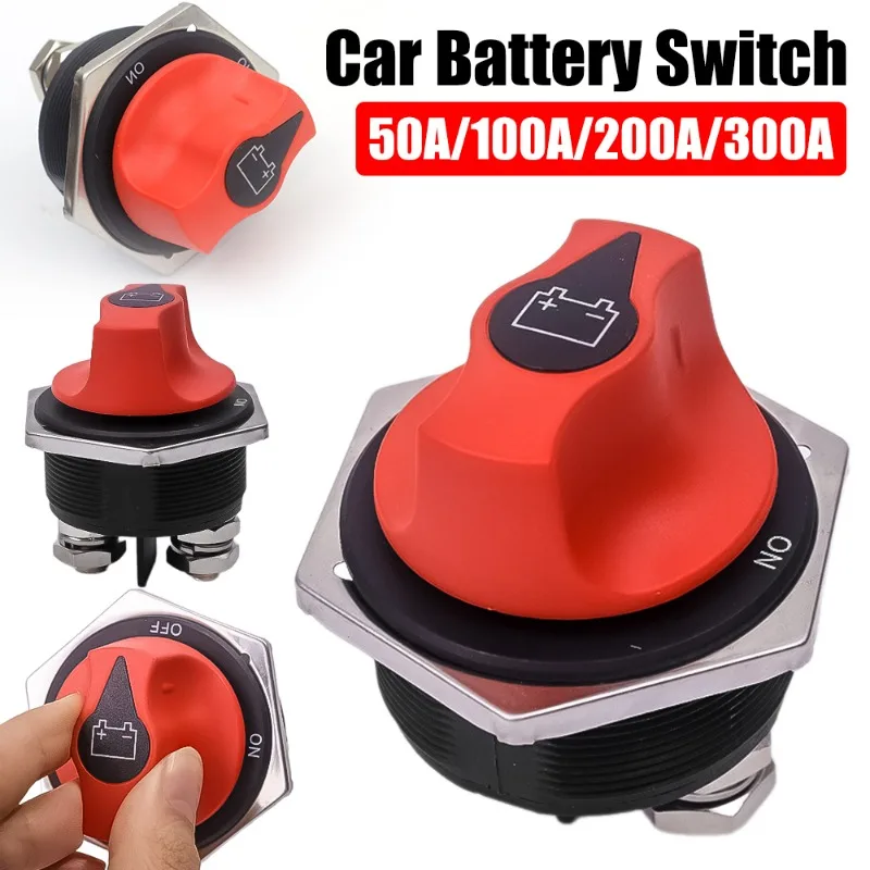 Non Removable DC Battery Switch 50/100/200/300A Black Cap Car Motorcycle RV Ships Battery Switch Power Protection Accessories