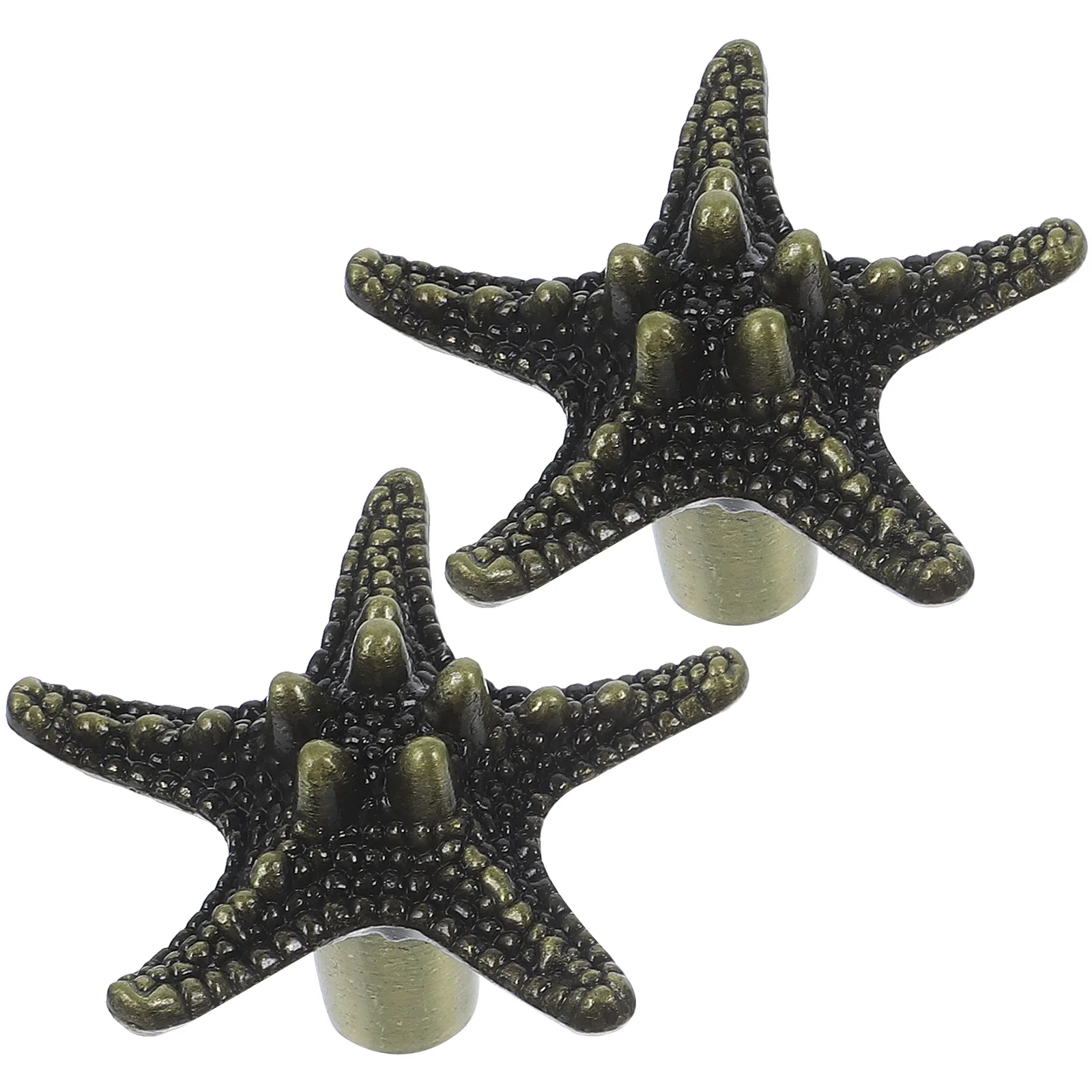 2 uds perillas en forma de estrella de mar manijas de gabinete de cajón de aleación de Zinc de bronce Vintage para herrajes de puertas de tocador de armario