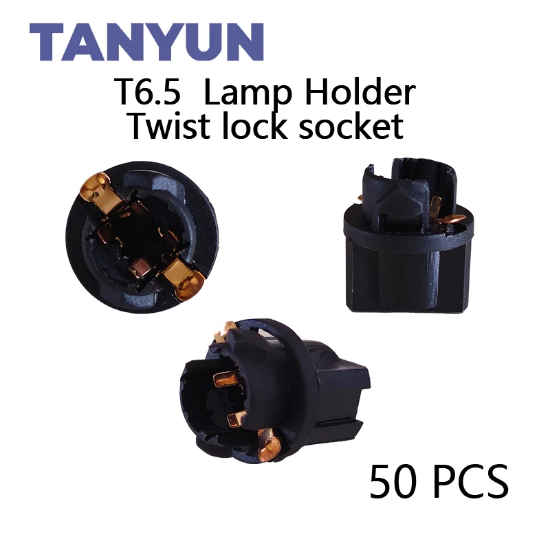 

TANYUN Signal Lamp T6.5 Twist Socket Instrument Panel Cluster Socket Lamp Holder Base PC74 T6.5-V2 Socket Car Bulbs Base Black