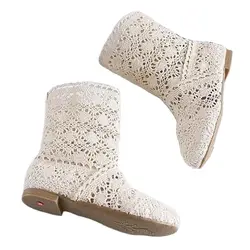 2024 new shoes lace hollow crochet boots XL hollow fashion women's boots Beef tendon base Crochet summer breathable boots 34-41