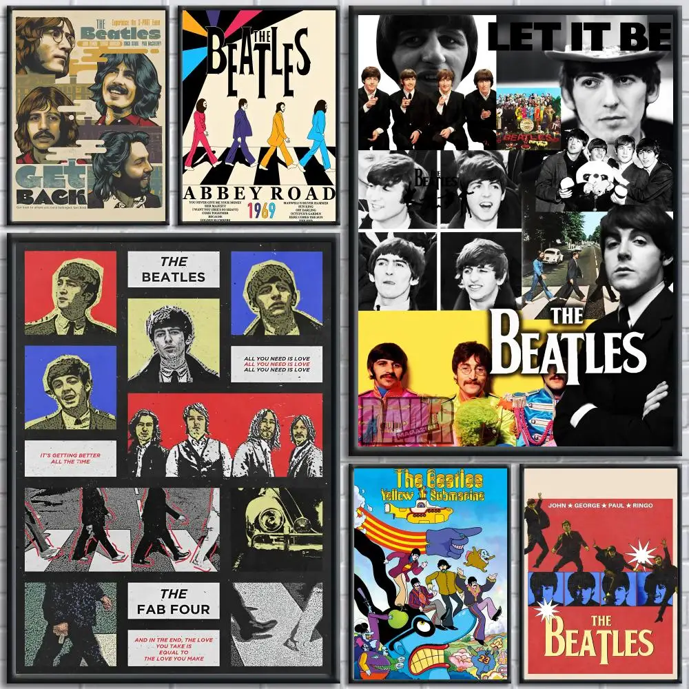 Fashion Band B-beatles Painting Calligraphy Wall Art Canvas Poster Premium Home Decor Print for Living Room Bedroom
