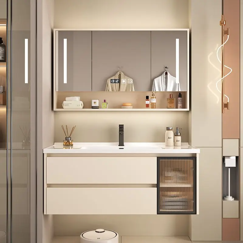 حوض سيراميك متكامل، حمام، فاخر خفيف، مغسلة، رياح كريمية، بساطة، حمام