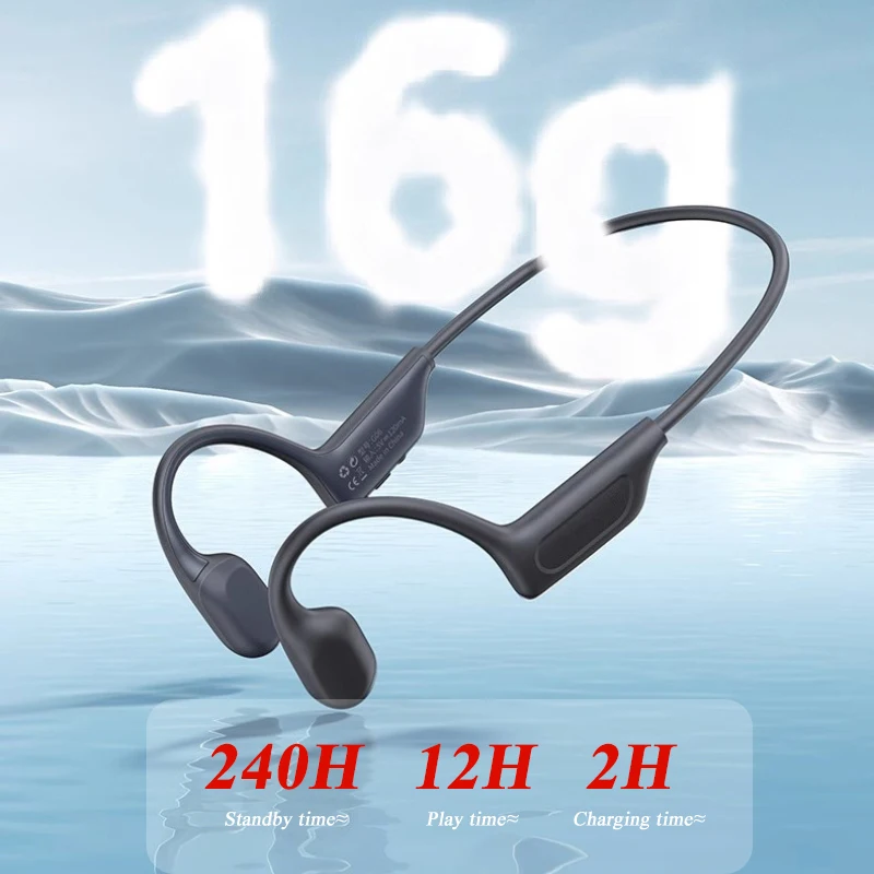 Bone Conduction Bluetooth Earphones Wireless Headset Lightweight 16g Dual Mic Noise Reduction Type-c Charging Sports Earphone