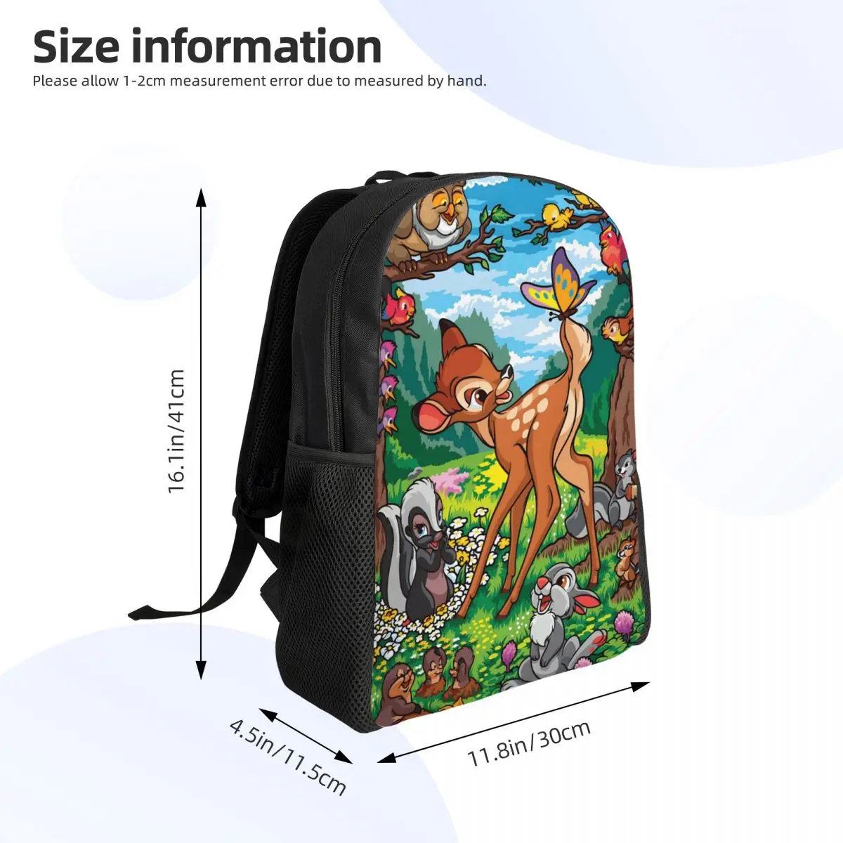 Custom Bambi Backpacks for Men Women Waterproof School College Classical Printing Animal Bag Printing Bookbag