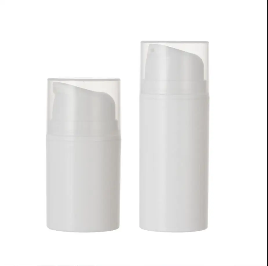 Botella sin aire de plástico blanco completo de 50ML, bomba blanca/transparente para loción/emulsión/suero/essencia/base embalaje para el cuidado de la piel