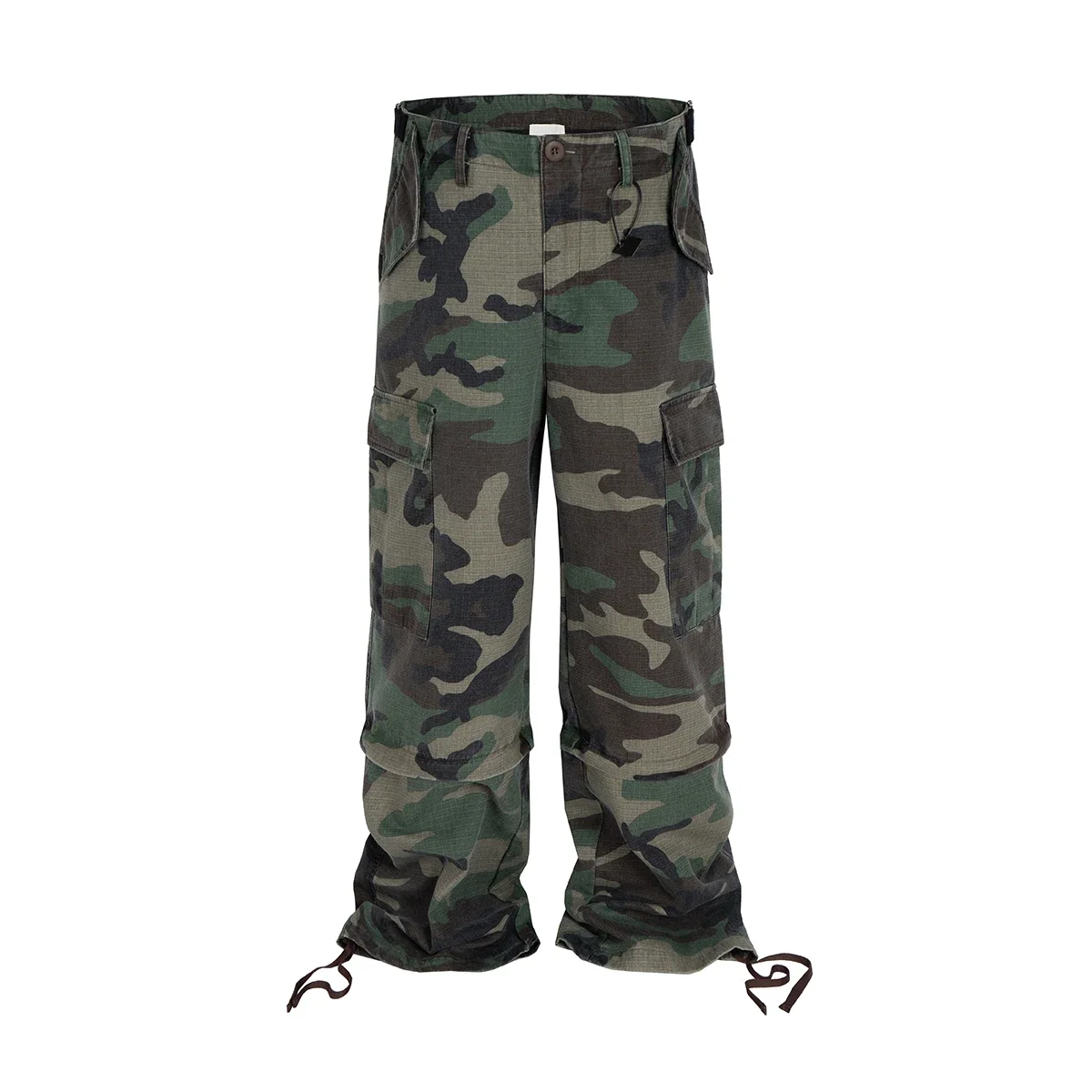 Knie afneembare wijde pijpen patchwork camouflage cargobroek voor mannen en vrouwen rechte contrasterende kleur wijde overall oversized