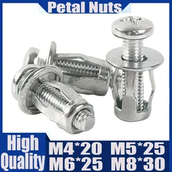5/10Pcs Petal Rivets Nut Set Expansion Clamp Petal Shape Bolt Hollow  Metal Rivet Nut Wall Plate Fixing Nuts Pop Screws M4/5/6/8