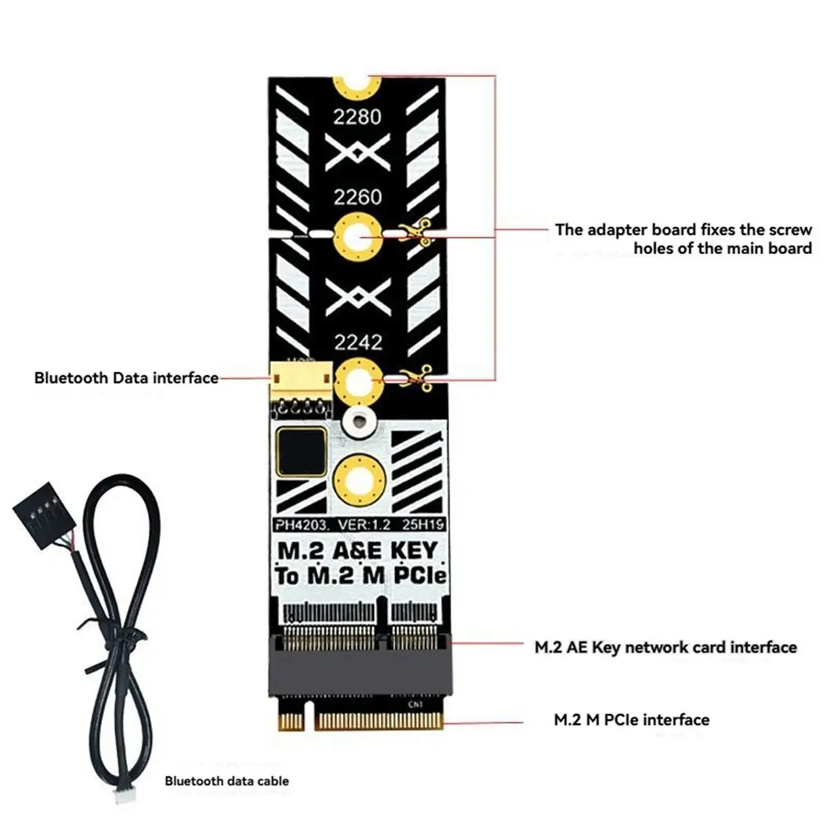 M2 A+E Key to M2 NVME Adapter Converter M.2 Wifi Interface A/E to M Key Expansion Card for 2230 2242 2260 2280 NVME SSD
