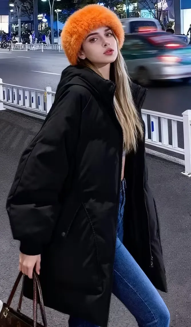 

Parkas Womens Parka Blue 2025 Fleece-Lined Plaid Panelled Buttoned Midi Over-Knee Contrasting Drawcord Crewneck College School