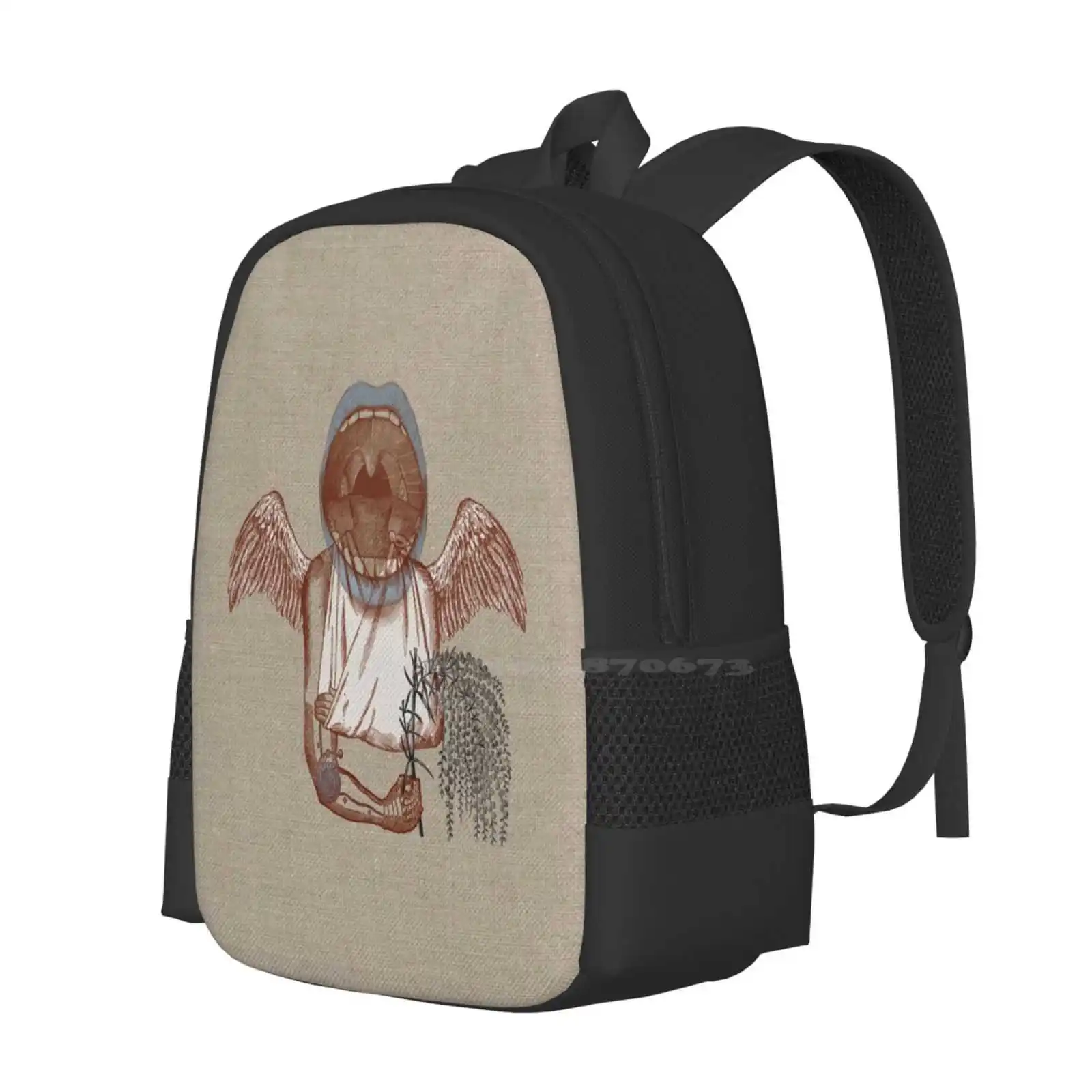 Arm New Arrivals Unisex Bags Student Bag Backpack Collage Mouth Lips Anatomy Humor Brown Angel Olga Lupi