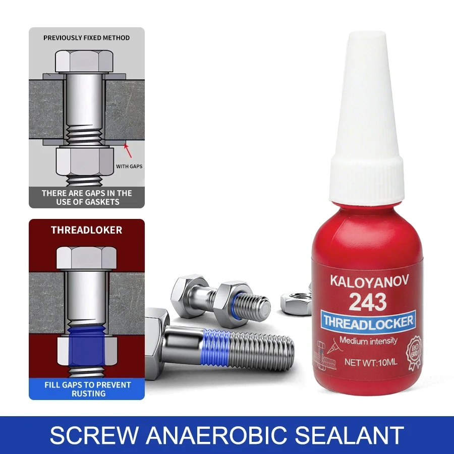 

Клей-герметик для резьбы средней фиксации 243 Blue Removable Liquid, предотвращающий ослабление и ржавчину, флакон 50/10 мл