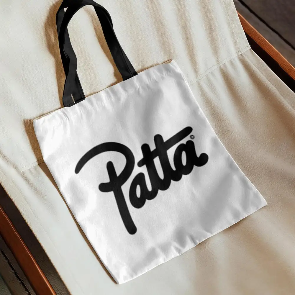 

Элитные сумки для хранения от бренда P-Patta: холщовая сумка-тоут с двусторонней печатью, легкая, для повседневного использования, экологичная
