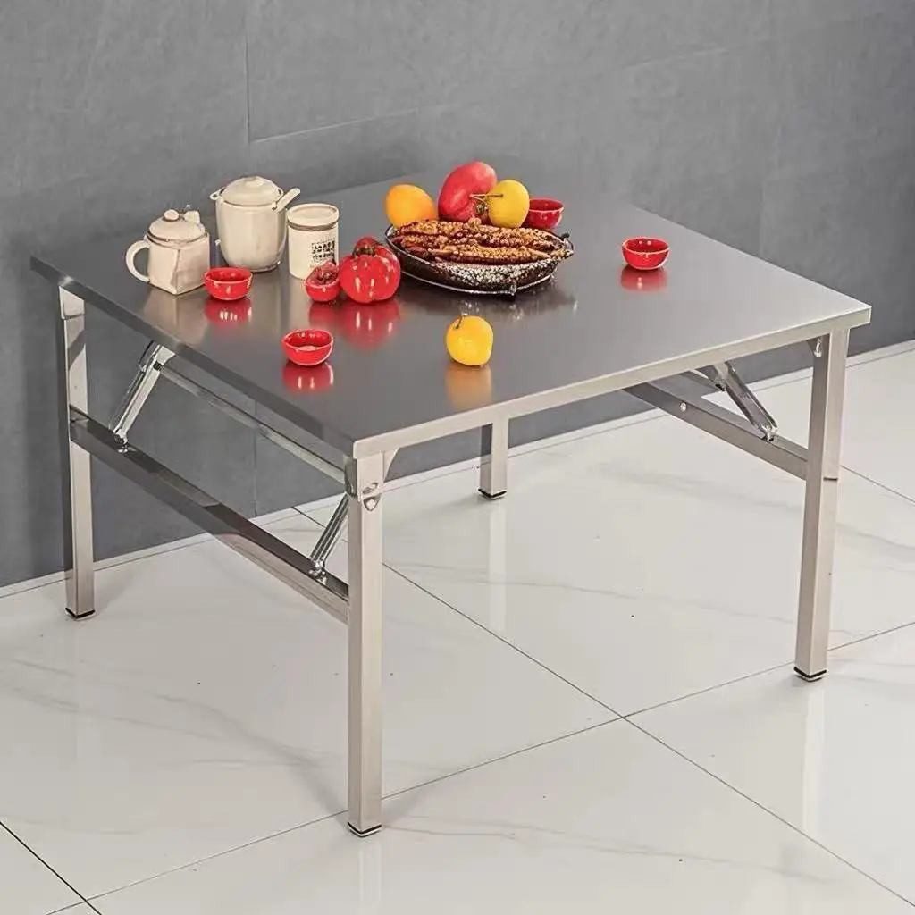 Stainless steel folding table simple household square dining table outdoor portable commercial stall rental house table