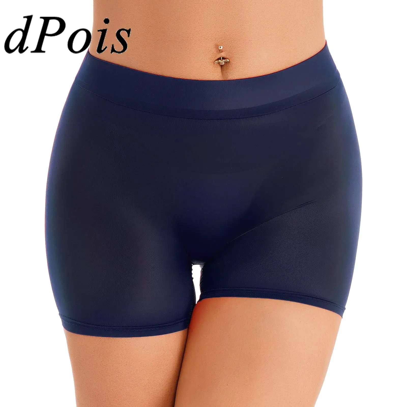 Womens Shorts Hot Pants Low Rise Trunks Semi See-through Shorts Beach Swimming Bottoms Stretchy Short Pants Underwear Swimwear