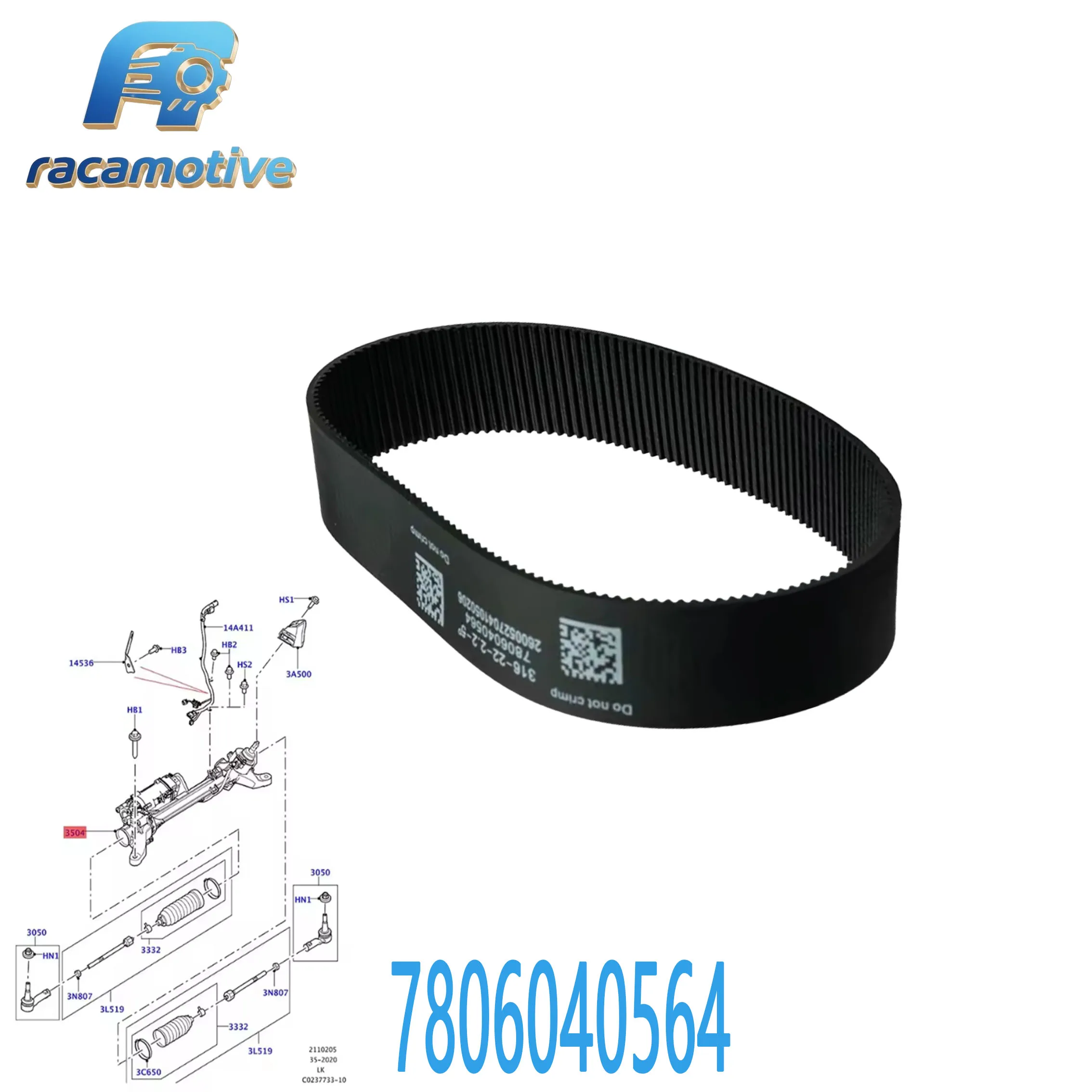 7806040564 LR088698 LR052324 테슬라 모델 S/X 2012-2016, 레인지로버 2016-2019 316-22-2.2-5에 적합 ° 스티어링 랙 벨트.
