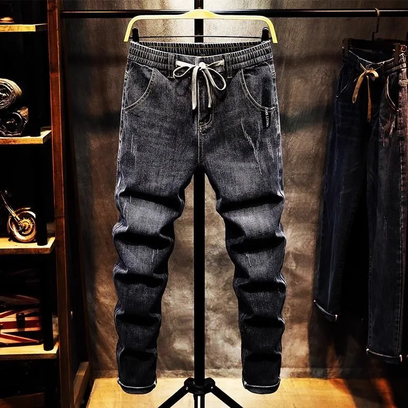 2025 Spring and Autumn New Fashion Trend Elastic Straight Leg Jeans Men\'s Casual Loose Comfortable High Quality Denim Pants 36