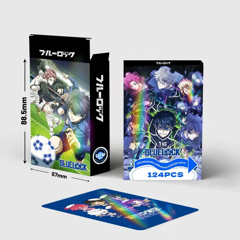 สติกเกอร์การ์ดโลโม่อนิเมะญี่ปุ่น BlueLock 124 ชิ้น พร้อมโปสการ์ด ข้อความ รูปภาพ ของขวัญสำหรับแฟนเกม ของสะสมการ์ด ของเล่น