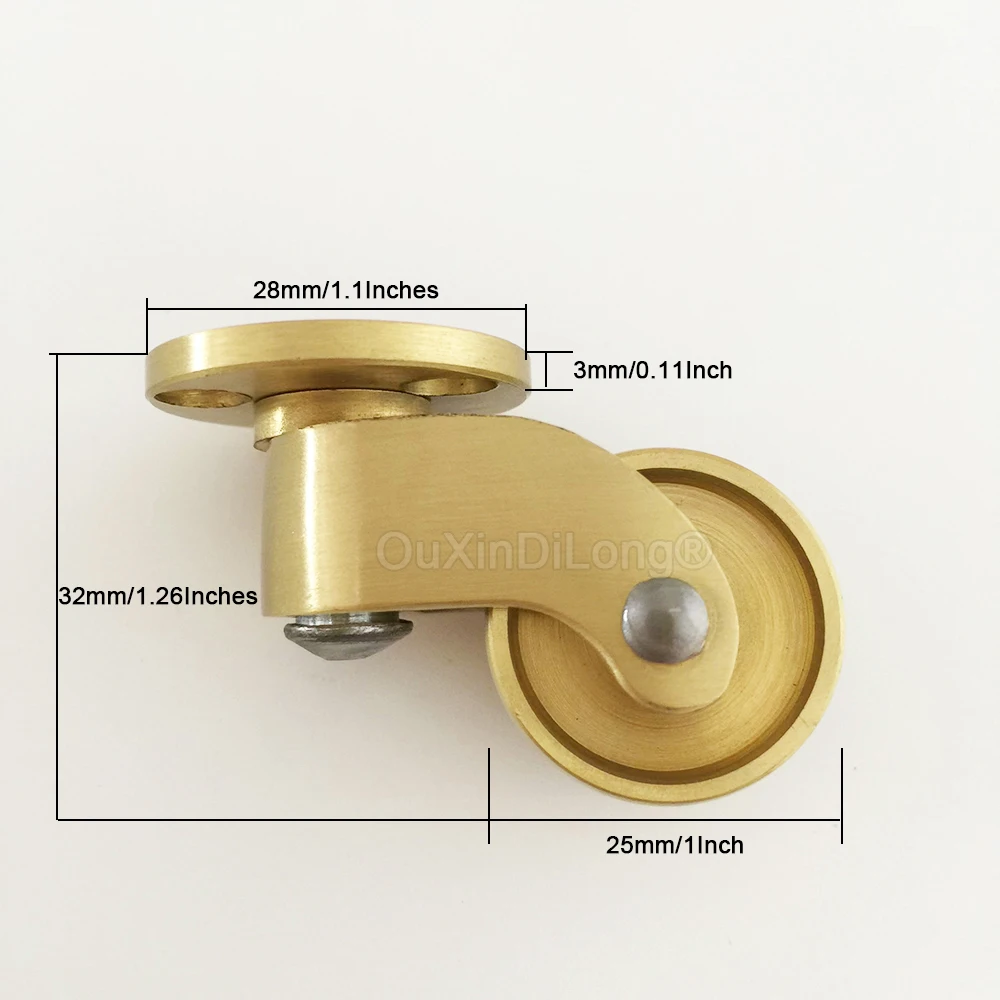 4PCS Pure Brass European Furniture Casters Table Chair Sofa Bar Cabinet Universal Wheels Furniture Rollers Pulleys Loading 60KG