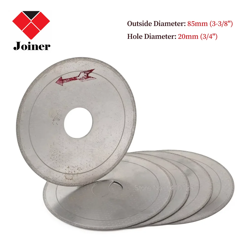Hojas de sierra de diamante lapidario, 5 uds., 3-3/8 ", 85mm, borde súper fino, borde, disco de corte húmedo, cenador, herramientas de joyería de 20mm para piedra preciosa