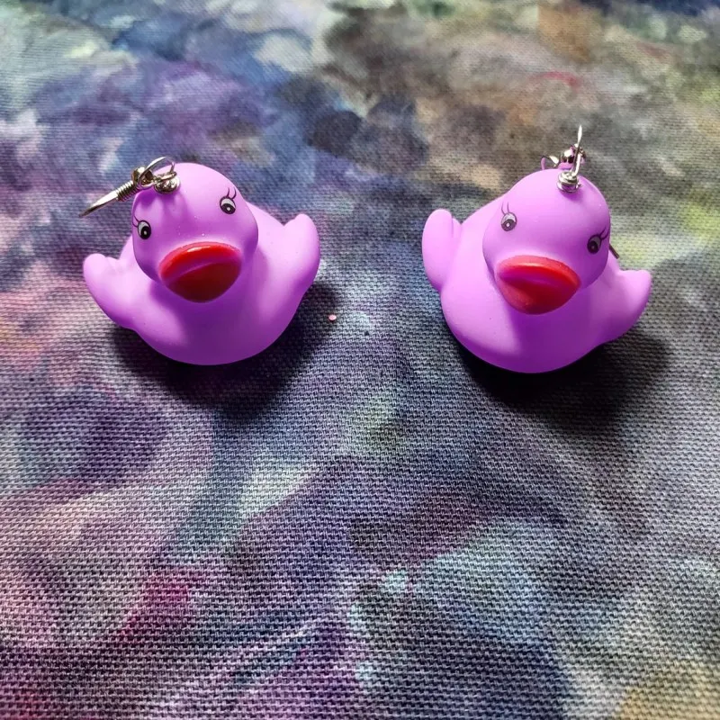 Multicolor Cartoon Rubber Duck Earrings Y2K Funny Children's Shower Toys Duck Handmade Jewelry Hook Earrings Cute Birthday Gift