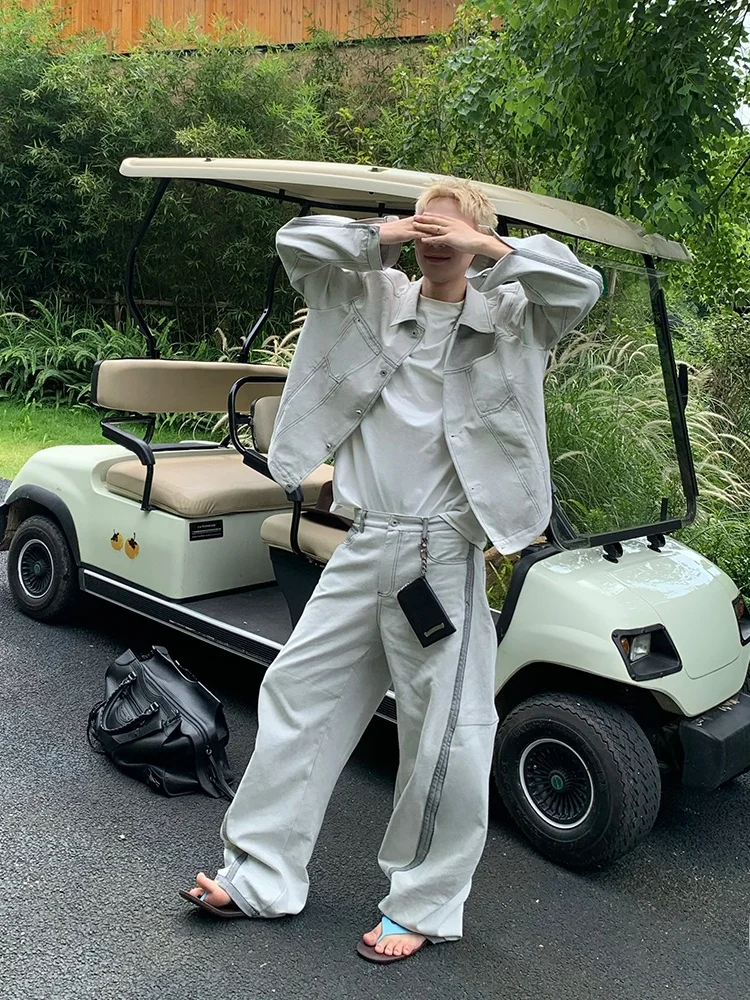 アメリカンレトロパッチワークナイフジーンズ、ゆったりとしたカジュアルなワイドレッグ、フロア丈のパンツ、男女兼用