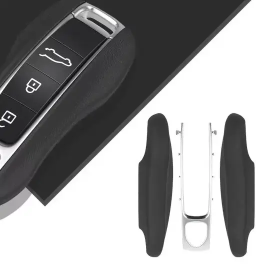 

For Porsche Cayenne Panamera 911 Taycan Macan 718 Cayman Boxster Car Luxury Genuine Leather Key Case Cover Protective Keychain