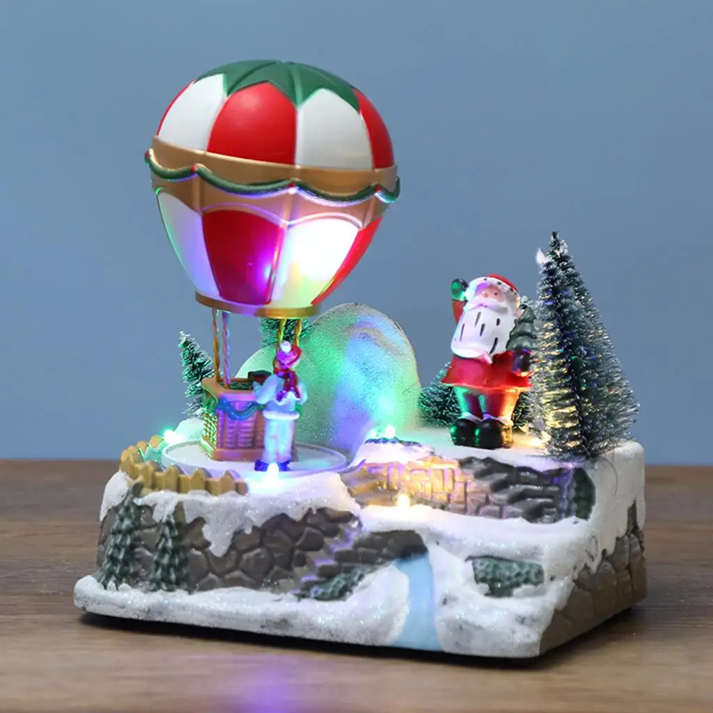 Christmas Decoration Hot Air Balloon Musical Miniature Scene for Children