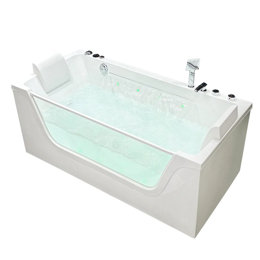 Built in Whirlpool Massage Bathtub with Heating Double Acrylic Smart Color Light Spa Bubble Bathtub 1.4