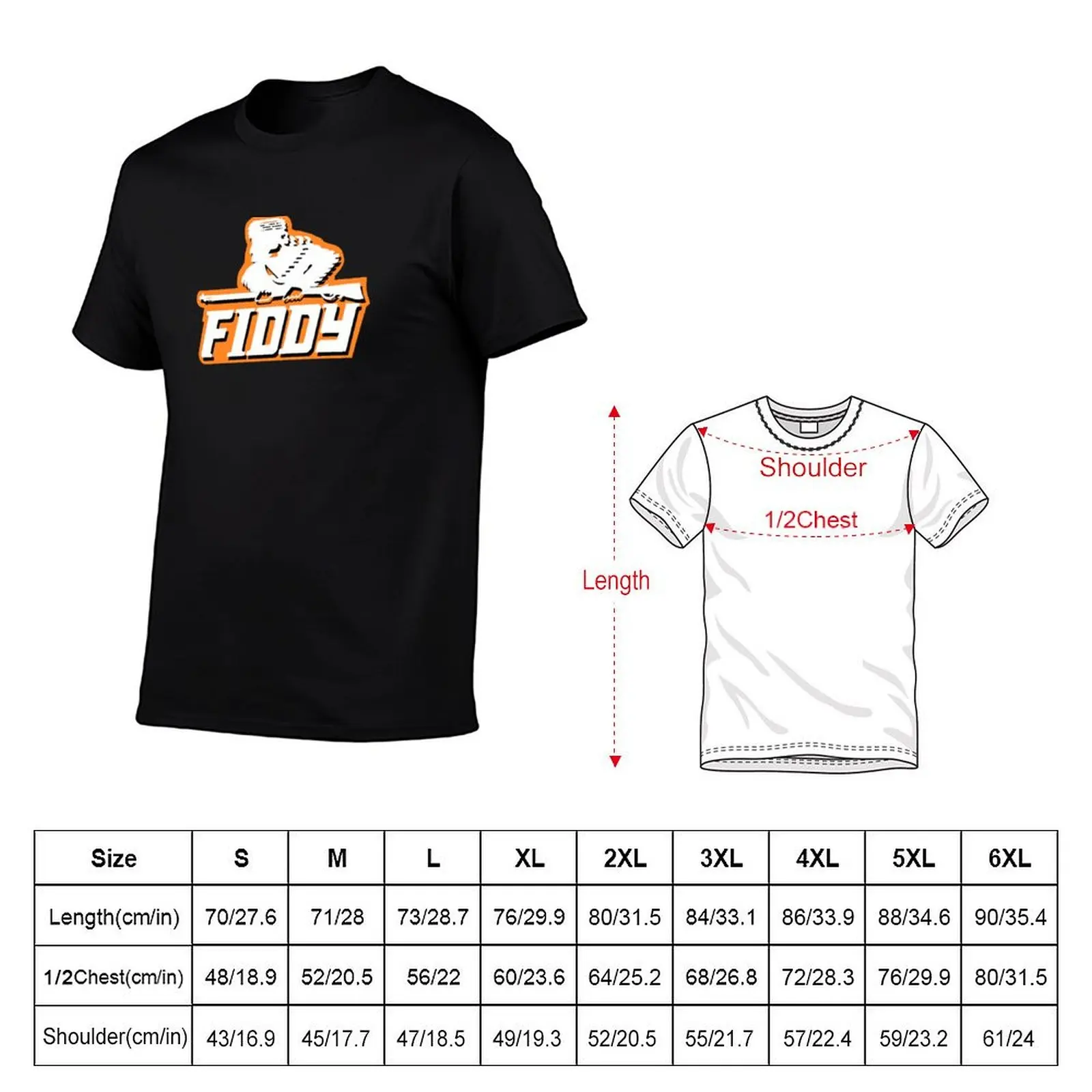 Fiddy-Orange and White T-Shirt Casual Fashion Short Sleeve Cotton T-Shirt