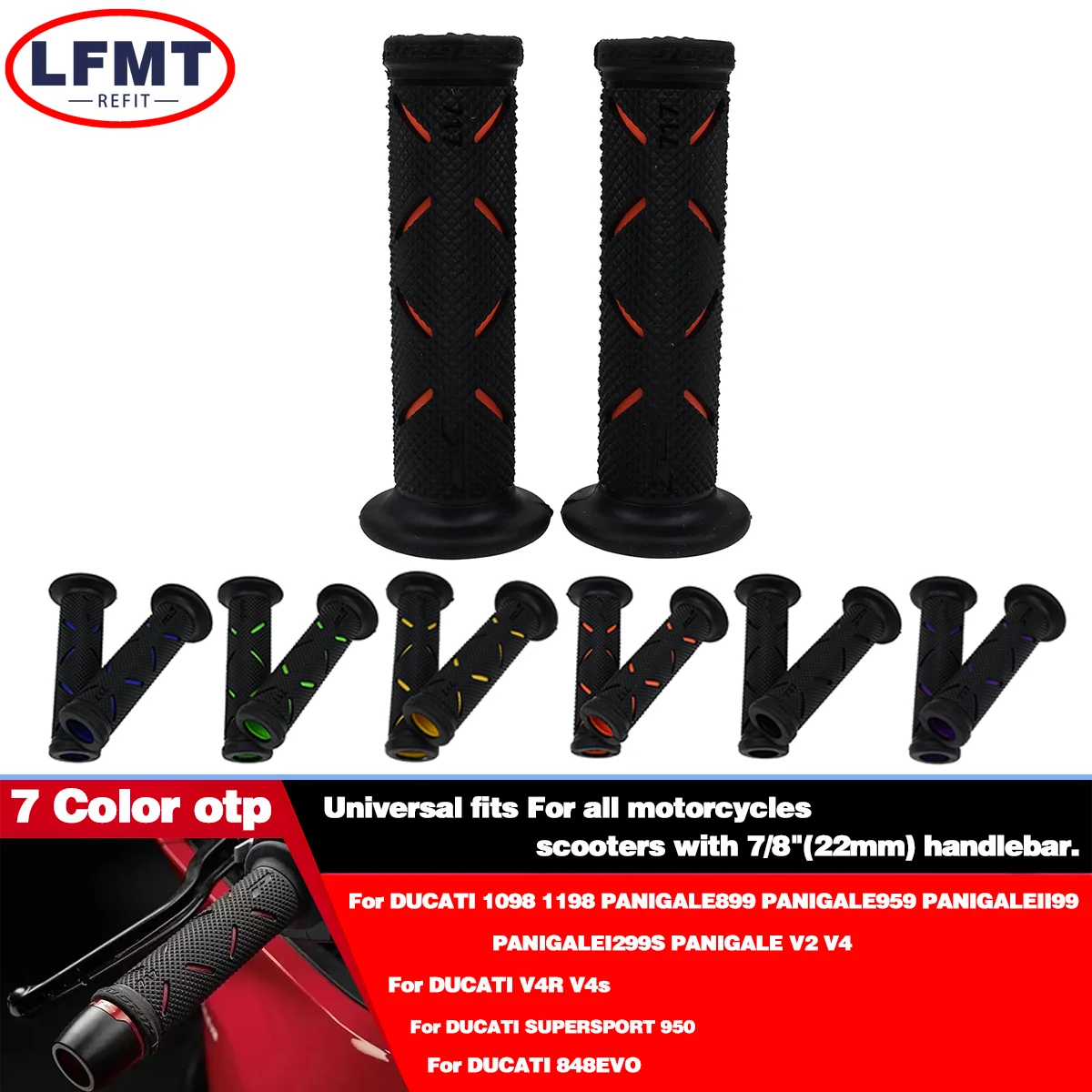 22MM Universal Motorcycle Handlebar Motorbike Grips Rubber Modification Accessories Moto Handles For Honda Suzuki Ducati Benelli