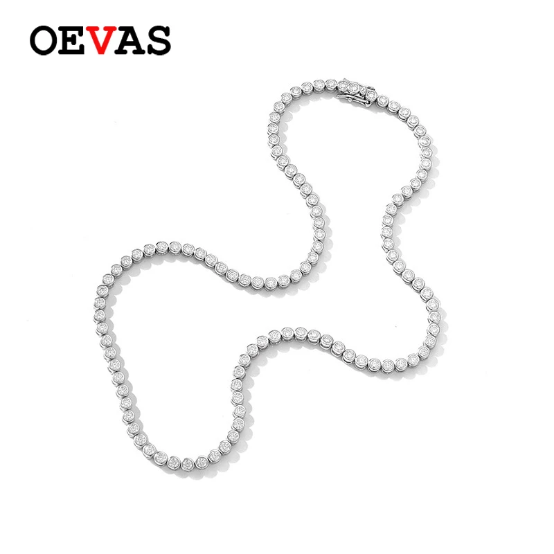 

OEVAS 2MM 3MM Full Real moissanite Bubble Diamond Necklace For Women 100% 925 Sterling Silver Sparkling Wedding Fine Jewelry