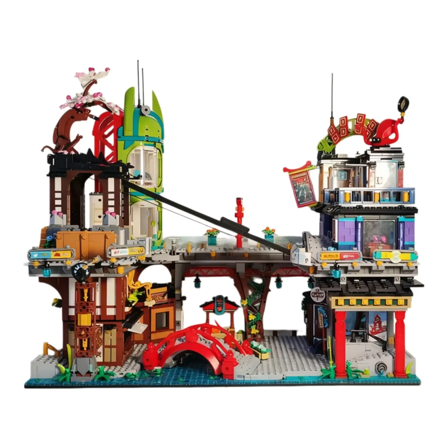 6163PCS Ninja Market Building Blocks Model Desktop Ornament Adults Holiday Christmas Gift Home Decor