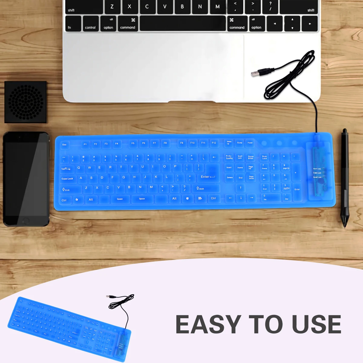 

Ultra-thin Silicone Keyboard Usb Wired Silent Foldable Computer Silica Gel Rollable Washable Travel Quiet Keys