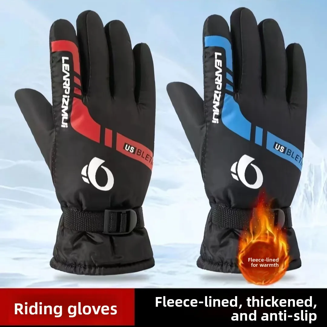 

Winter skiing gloves, men's and women's thickened cotton non-slip cycling gloves with fleece lining for outdoor sports