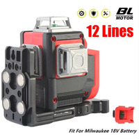 For Milwaukee 18V Battery Laser Level 12 Lines 3D Horizontal & Vertical Green Beams Light Meter Self-Leveling Lasers Tools