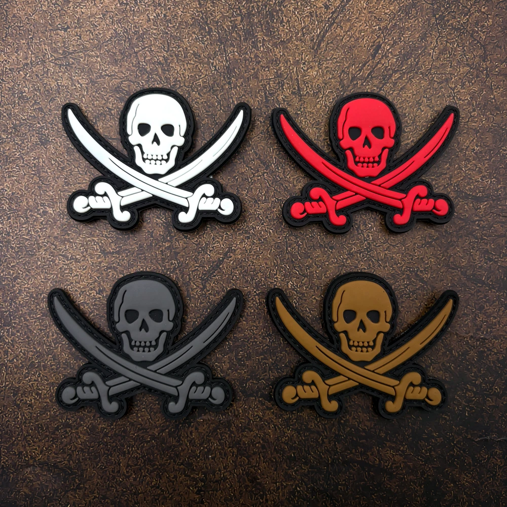 Vintage Skull Cross-Shaped Decorative Velcro Patch Pvc Glow-In-The-Dark Material with Matching Hook-And-Loop Backpack, Baseball Cap, Jacket, Suitcase DIY Decorative Patch Badge Applique