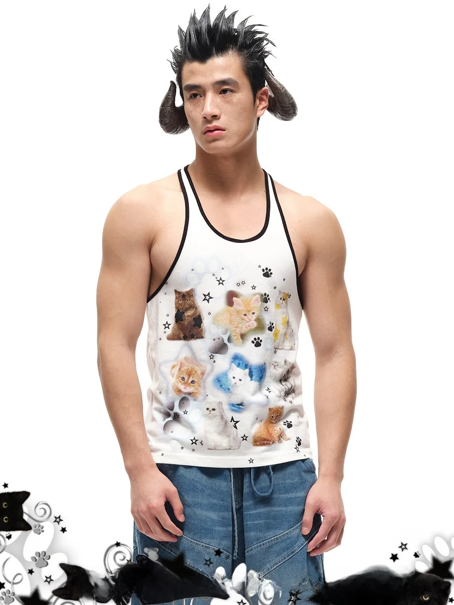 

Жилет с принтом CFIERCE, свободный крой, хлопок, с животным принтом, повседневная внутренняя одежда, летняя коллекция