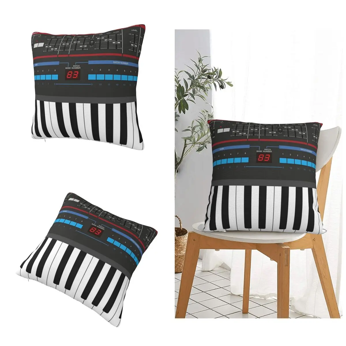 Roland Juno-106 Synthesizer Keyboard Cushion Cover, Short Plush Cushions, Pillowcase, Living Room, Chair, Sofa, Home Decoration