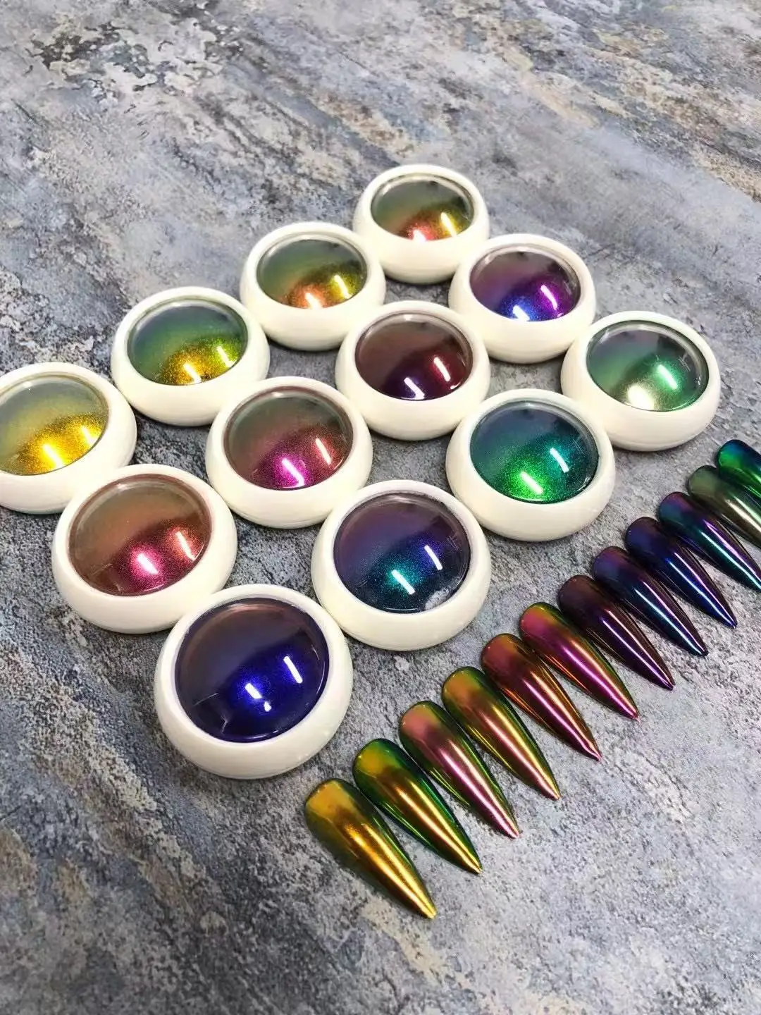 GBX Magic Starry sky Mirror Effects Holographic Chameleon Transparent Rainbow Nail Art Flake Pigment Powder Nail Art Powder