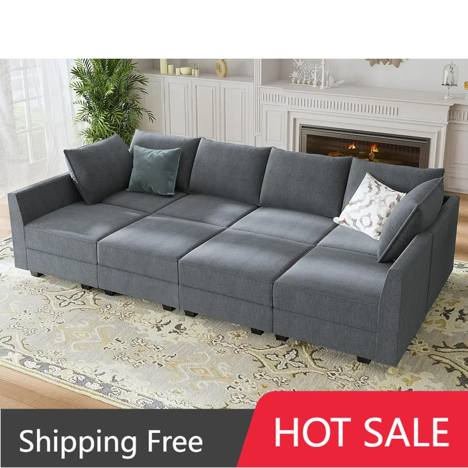 Modular Sectional Sleeper Sofa Reversible Modular Sectional Sofa Sleeper Modular Couch with Storage Seats,8 seat of