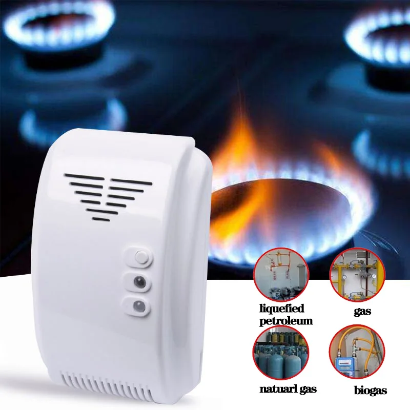 Combustible Gas Leak Alarm Detector Sensor Led Flash Alarm Sound Motor Alarm Home Security Safety Smoke Sensor