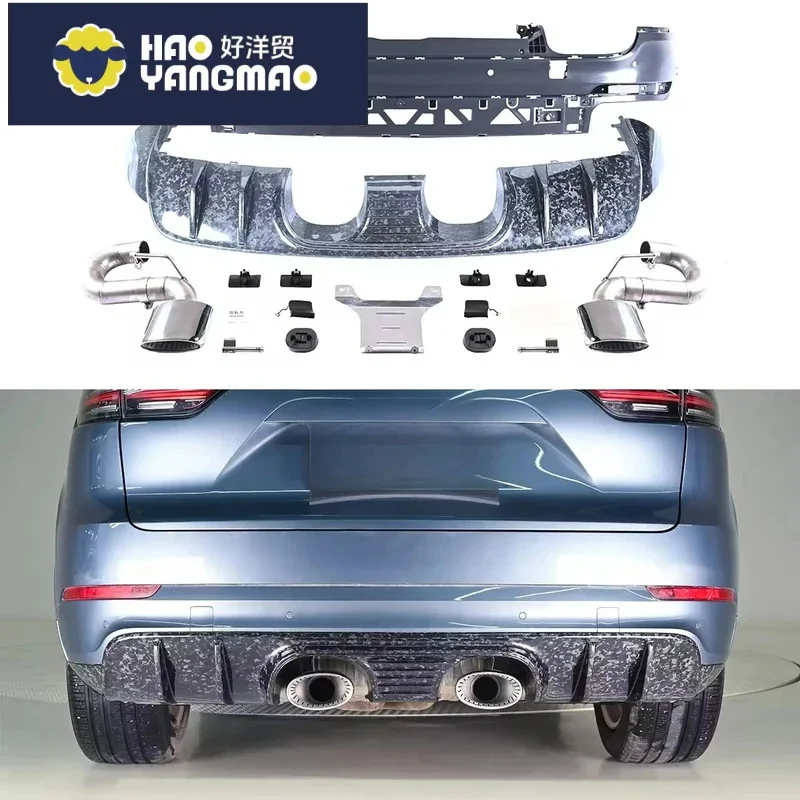 Suitable for Lightweight FORCayenne2018-Up GT Design Dry Rear Diffuser Bumper Exhaust Tip Forged Carbon BODYKIT