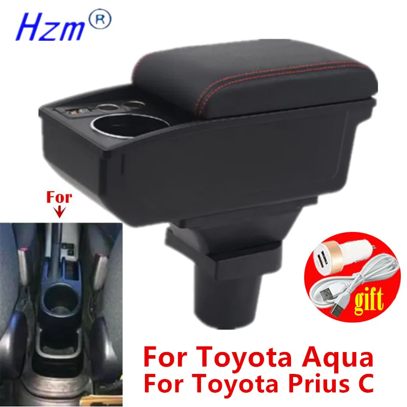 

Автомобильный подлокотник для Toyota Aqua, подлокотник для Toyota Prius C Aqua, двухслойный ящик для хранения, подстаканник, модернизированный автомобильные аксессуары