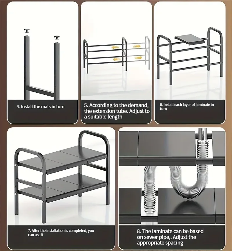 Imagem -05 - Rack de Panela Ajustável para Cozinha Cremalheira Multifuncional para Panelas e Panelas Panelas de Lanche Armário de Bancada Cesta de Armazenamento para Cozinha Níveis