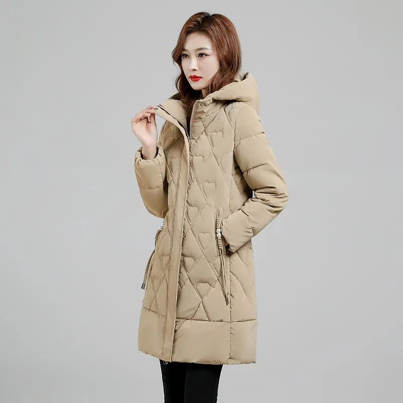 

Winter Cotton Padded Women Mid Length Hooded Korean Versatile Youth Jacket, Down Cotton Jacket Female Fashionable Slim Thick Top