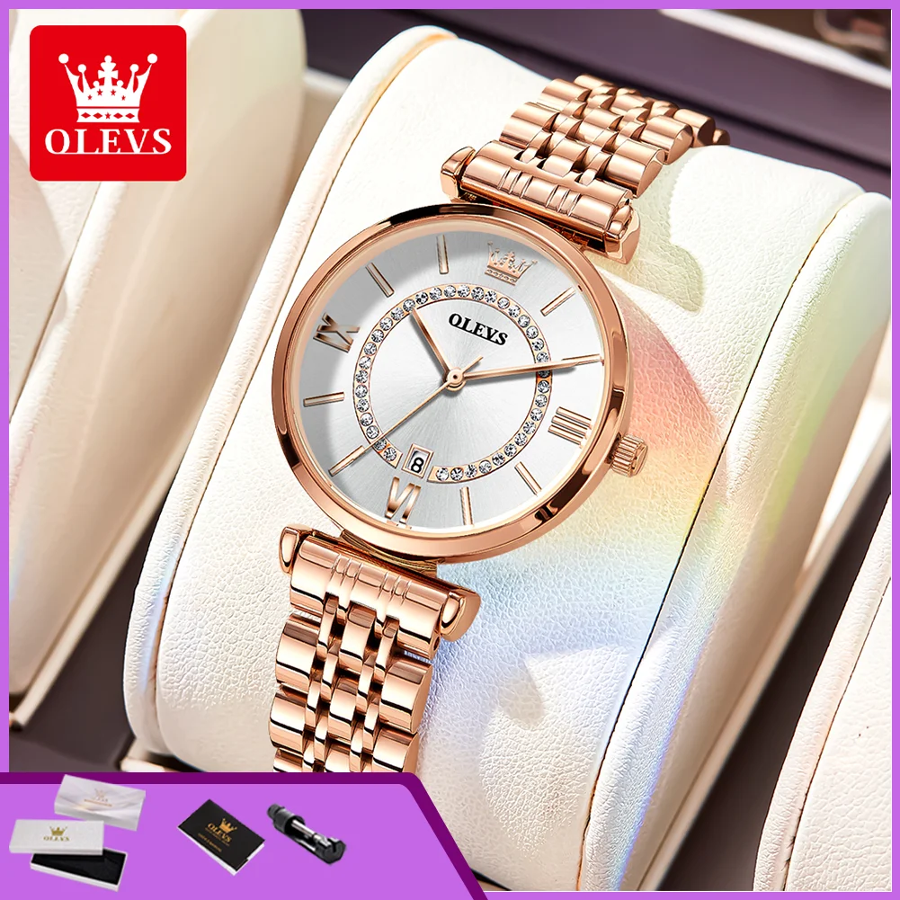 

OLEVS 6892 Elegant Ladies Watch Waterproof Luminous Rose Gold Steel Luxury Original Women's Japan Quartz Movement Wristwatches